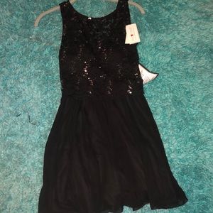 black sparkly skater dress